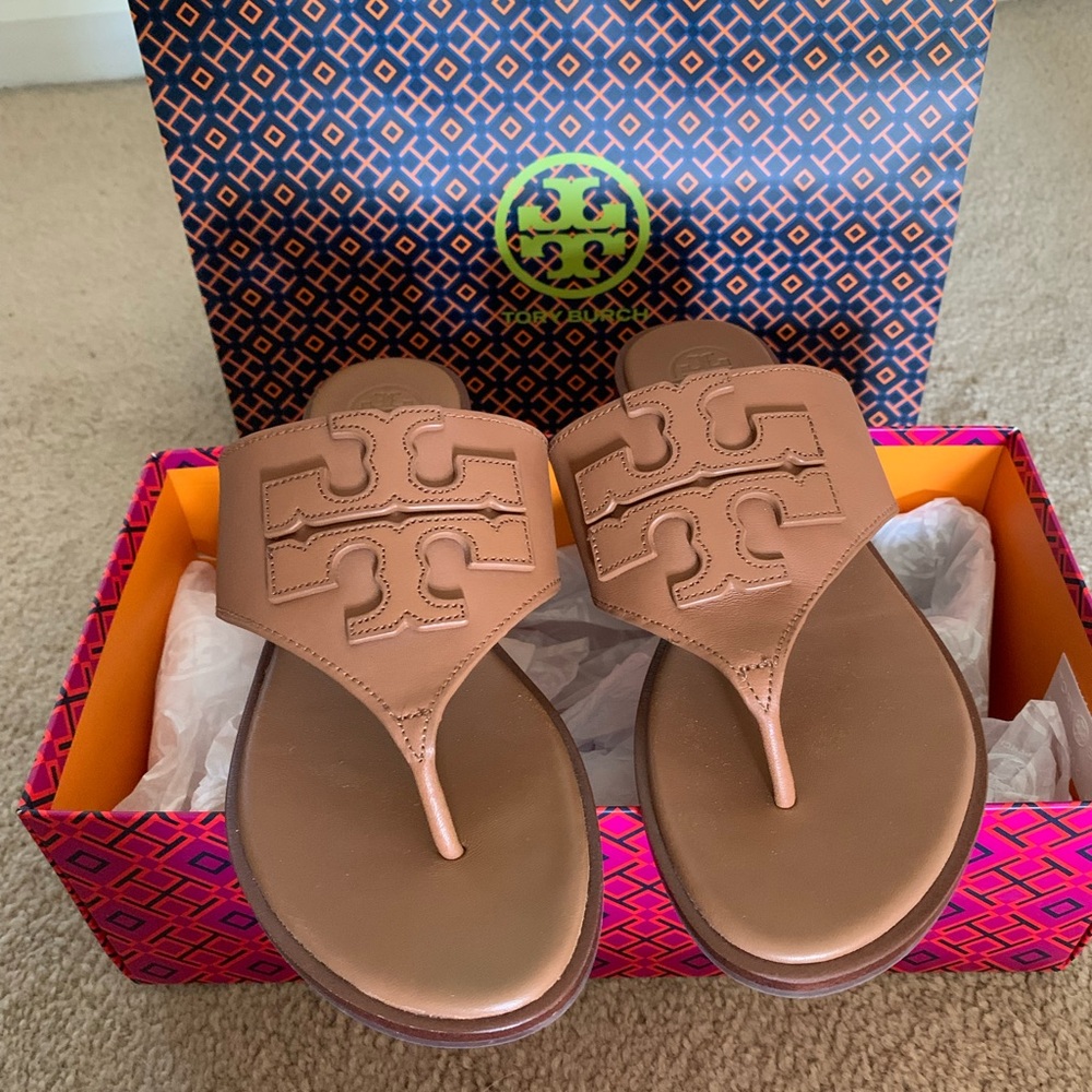 Tory Burch Weston Logo Thong - Calf Leather